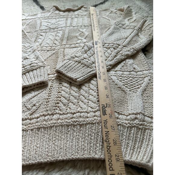 Vintage Gap Sweater Pullover Turtleneck heavy cream linen Cable Hand Knit sz M - Picture 13 of 13